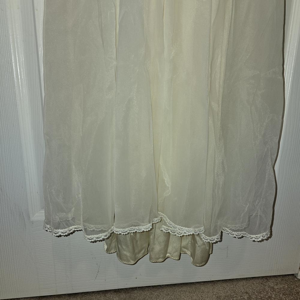 Val Mode Vintage Set Sheer Cream Gown And Duster Lace Coquette Cottagecore - Picture 7 of 16